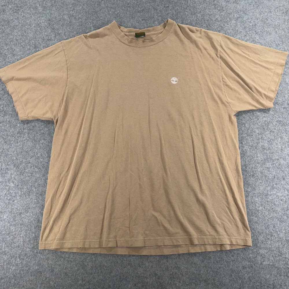 Timberland Classics Mens XXL Tan Graphic T-Shirt Made in USA Cotton Short Sleeve